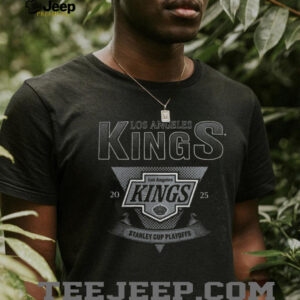 Los Angeles Kings Fanatics Heather Charcoal 2025 Stanley Cup Playoffs Crossbar Tri Blend T Shirt3
