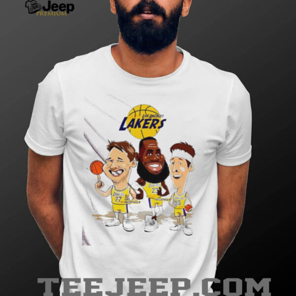 Los Angeles Lakers LeBron James Luka Doncic and Austin Reaves funny cartoons shirt