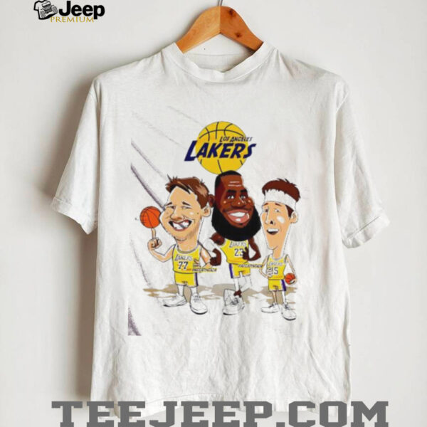 Los Angeles Lakers LeBron James Luka Doncic and Austin Reaves funny cartoons shirt