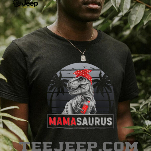 Mamasaurus Retro Dinosaur Funny Family Day Mama Saurus Humor T Shirt