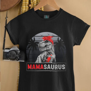 Mamasaurus Retro Dinosaur Funny Family Day Mama Saurus Humor T Shirt