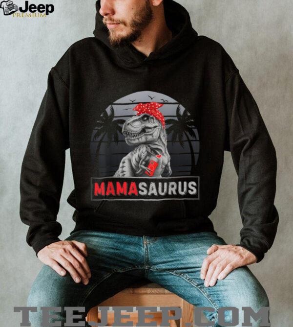 Mamasaurus Retro Dinosaur Funny Family Day Mama Saurus Humor T Shirt