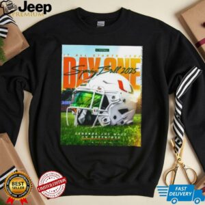 MiamiHurricanes It All Starts Here Day One Spring Ball 2025 Legends Are Made On Greentree Helmet Poster T Shirt2