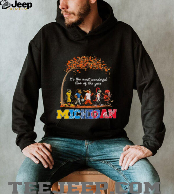 Michigan Sports Teams Mascot Abbey Road It’s The Most Wonderful Time Of The Year Shirt