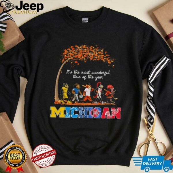 Michigan Sports Teams Mascot Abbey Road It’s The Most Wonderful Time Of The Year Shirt