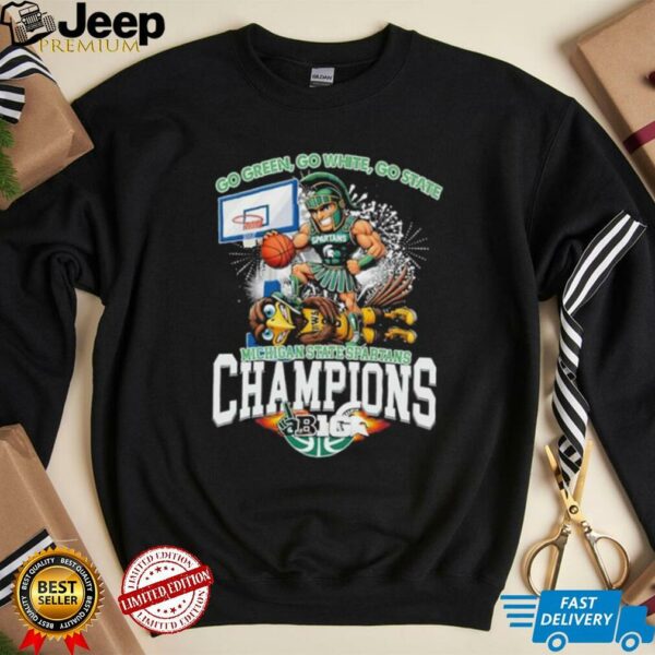 Michigan State Spartans Stomp Iowa Hawkeyes Go Green Go White Go State Big 10 Champions 2025 Mascot T shirts