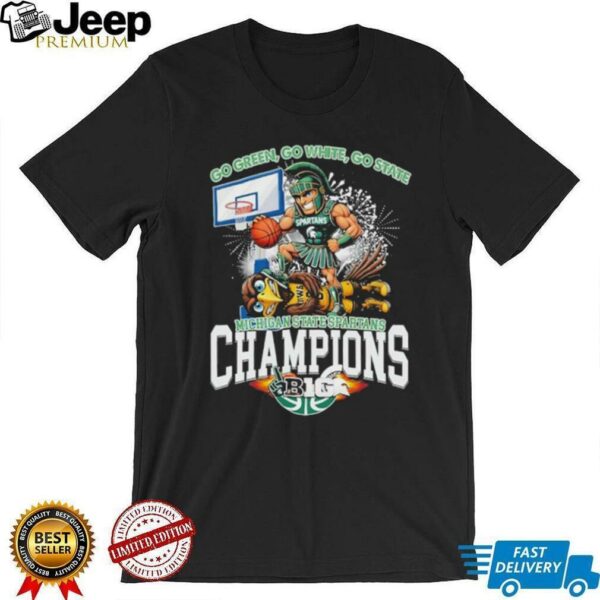 Michigan State Spartans Stomp Iowa Hawkeyes Go Green Go White Go State Big 10 Champions 2025 Mascot T shirts