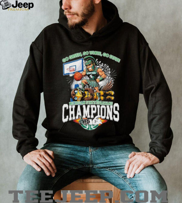 Michigan State Spartans Stomp Iowa Hawkeyes Go Green Go White Go State Big 10 Champions 2025 Mascot T shirts