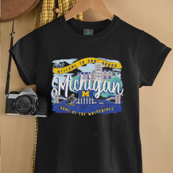 Michigan Wolverines Fanaticity Campus Scene Drawing Script shirt