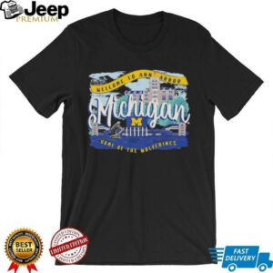 Michigan Wolverines Fanaticity Campus Scene Drawing Script shirt3