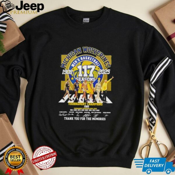 Michigan Wolverines mens basketball 117 season 1908 2025 thank you for the memories unisex t shirt (1)