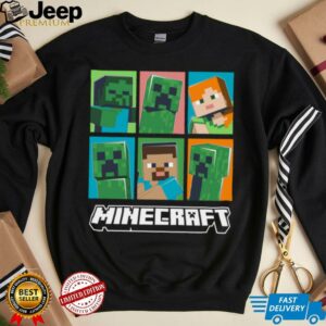 Minecraft Creeper Zombie Alex Steve Character Grid Shirt