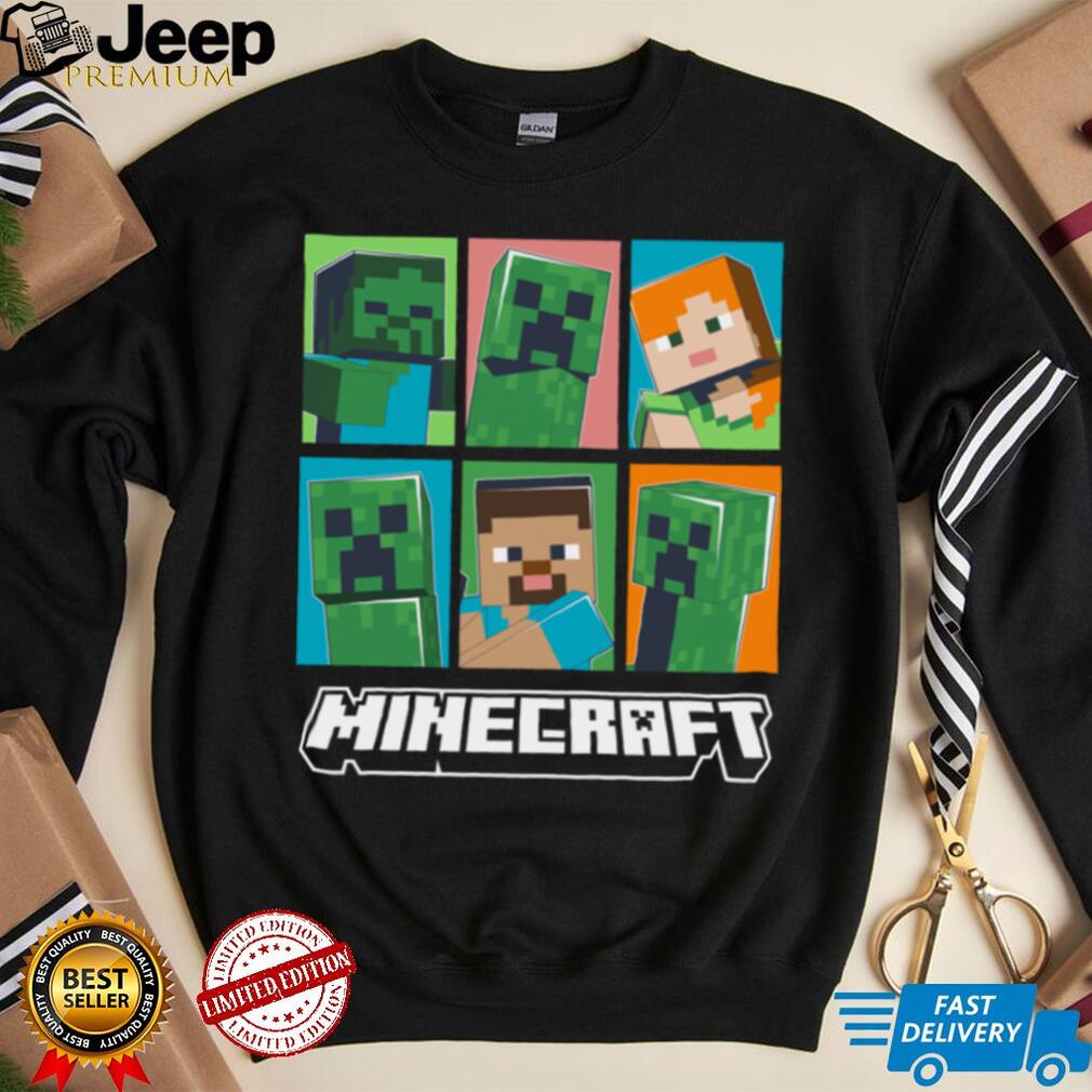 Minecraft Creeper Zombie Alex Steve Character Grid Shirt