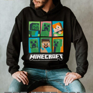 Minecraft Creeper Zombie Alex Steve Character Grid Shirt