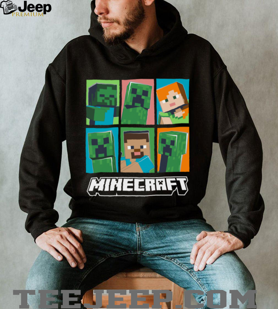 Minecraft Creeper Zombie Alex Steve Character Grid Shirt Minecraft Creeper Zombie Alex Steve Character Grid Shirt