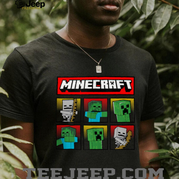Minecraft Hostile Mobs Creeper Zombie Skeleton Grid Shirt