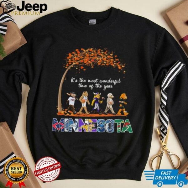 Minnesota Sports Teams Mascot Abbey Road It’s The Most Wonderful Time Of The Year Shirt