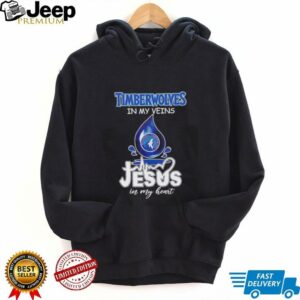 Minnesota Timberwolves in my veins Jesus in my heart drop blood shirt4