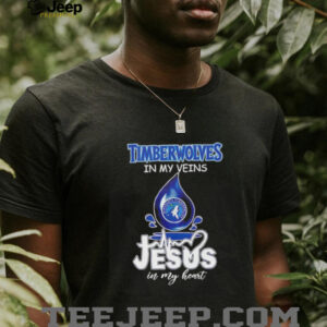 Minnesota Timberwolves in my veins Jesus in my heart drop blood shirt5