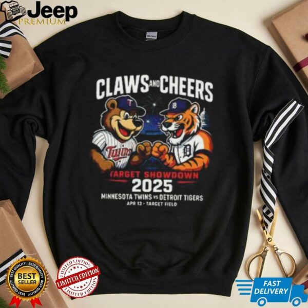 Minnesota Twins vs Detroit Tigers Claws and Cheers Target Showdown 2025 shirt