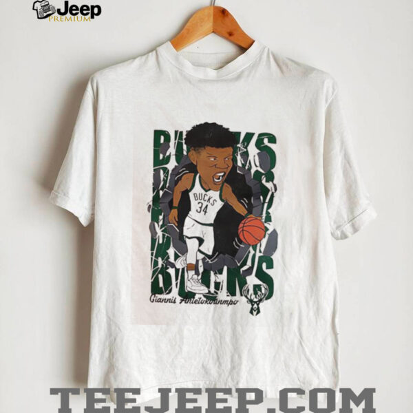 NBA Milwaukee Bucks 34 Giannis Antetokounmpo cartoon shirt