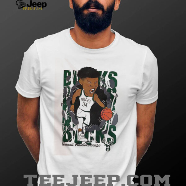 NBA Milwaukee Bucks 34 Giannis Antetokounmpo cartoon shirt