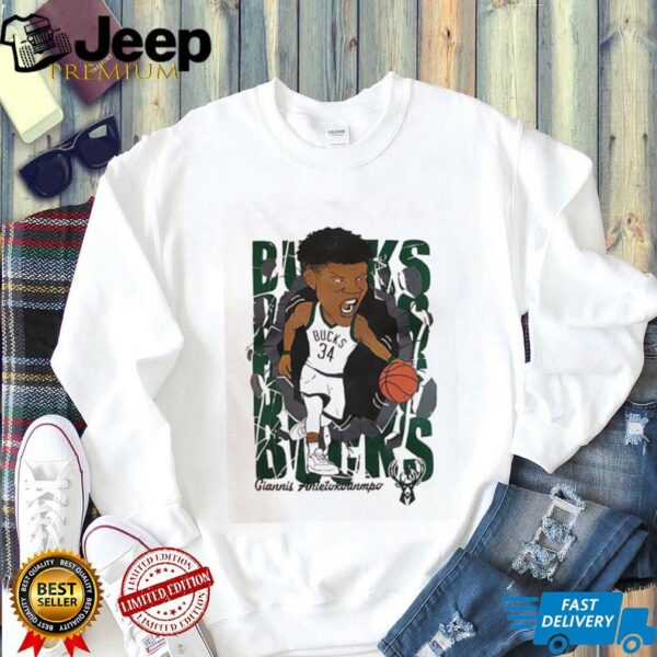 NBA Milwaukee Bucks 34 Giannis Antetokounmpo cartoon shirt