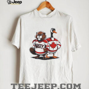 Nasty Canadians Beaver and Canada Goose in Canada Hockey shirt