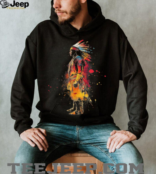 Native American Pride Indian Chief Colourful Artwork T Shirt