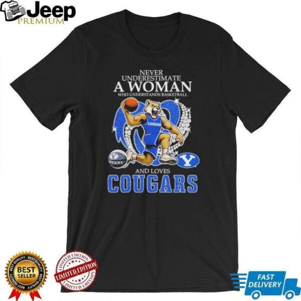 Never Underestimate A Nurse Who Understands Basketball And Loves BYU Cougars Mascot Diamond Heart T shirts