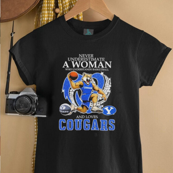 Never Underestimate A Nurse Who Understands Basketball And Loves BYU Cougars Mascot Diamond Heart T shirts