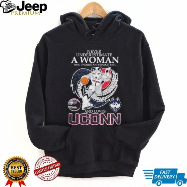 Never Underestimate A Nurse Who Understands Basketball And Loves Uconn Huskies Mascot Diamond Heart T shirts