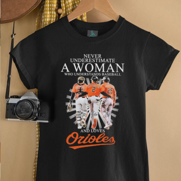 Never Underestimate A Woman Who Understands Baseball And Loves Baltimore Orioles Signatures T shirts