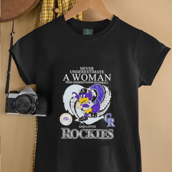 Never underestimate a woman who understands baseball and loves Rockies mascot shirt