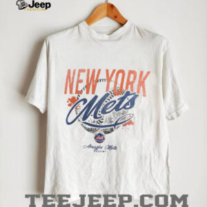 New York Mets WEAR by Erin Andrews Womens Distressed Cropped T Shirt0