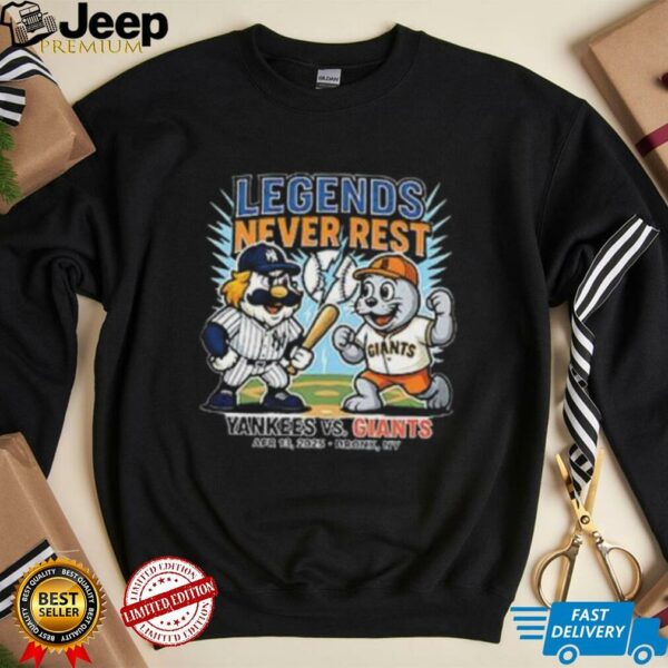 New York Yankees vs San Francisco Giants Legends Never Rest 2025 shirt