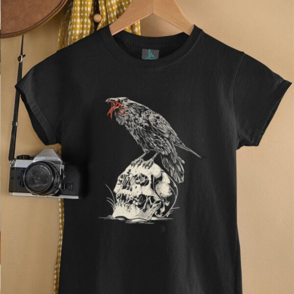 Night Raven Skull Born Scum T shirts