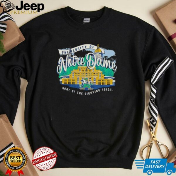 Notre Dame Fighting Irish Fanaticity Campus Scene Drawing Script shirt