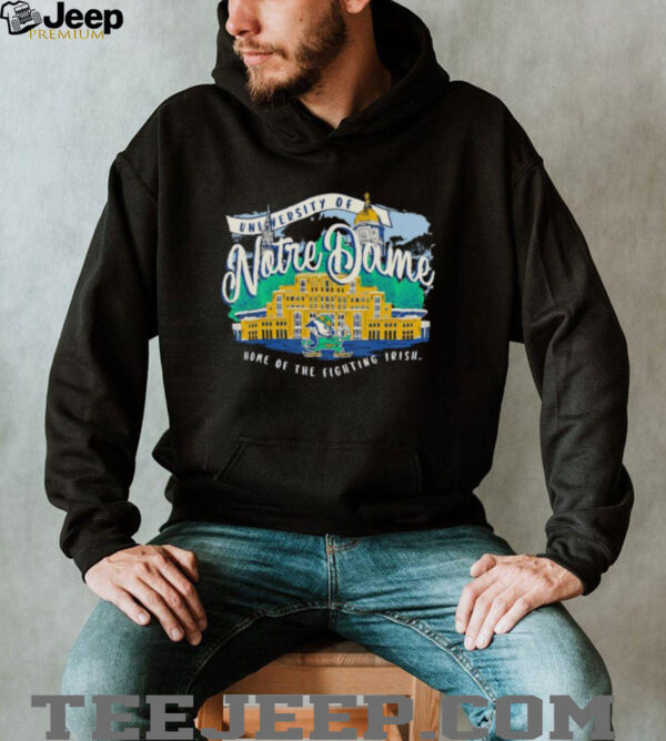 Notre Dame Fighting Irish Fanaticity Campus Scene Drawing Script shirt