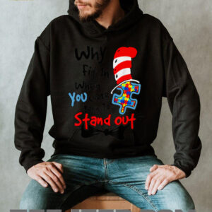 Why Fit In Doctor Teacher Cat In Hat Cool Autism Awareness T Shirt3