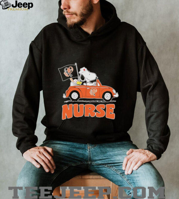 Nurse Snoopy and Woodstock driving car San Francisco Giants shirt