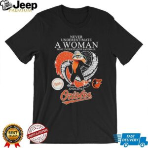 Official Never Underestimate A Woman Who Understands Baseball And Loves Baltimore Orioles Diamond Heart T shirts3