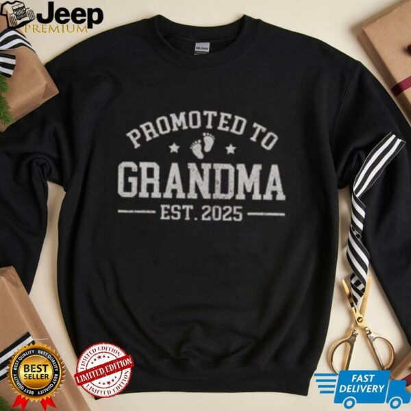 Official Promoted To Grandma Est 2025 Grandparents Baby Announcement T Shirt 600×600