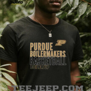 Official Purdue Boilermakers Basketball Boiler Up Text Logo T Shirt0