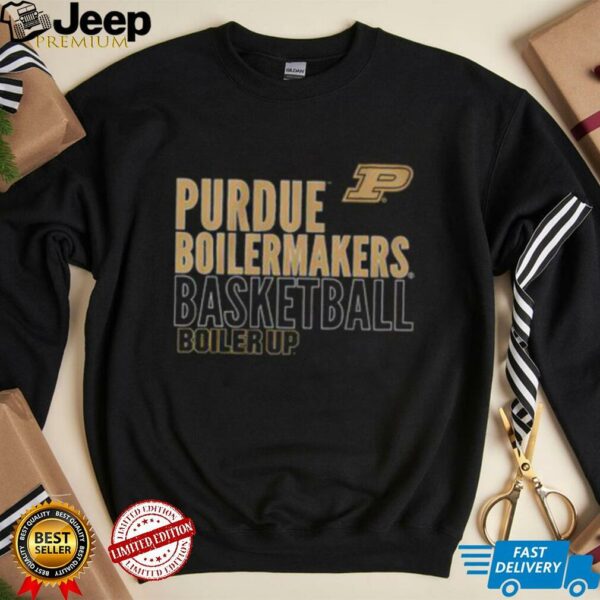 Official Purdue Boilermakers Basketball Boiler Up Text Logo T Shirt