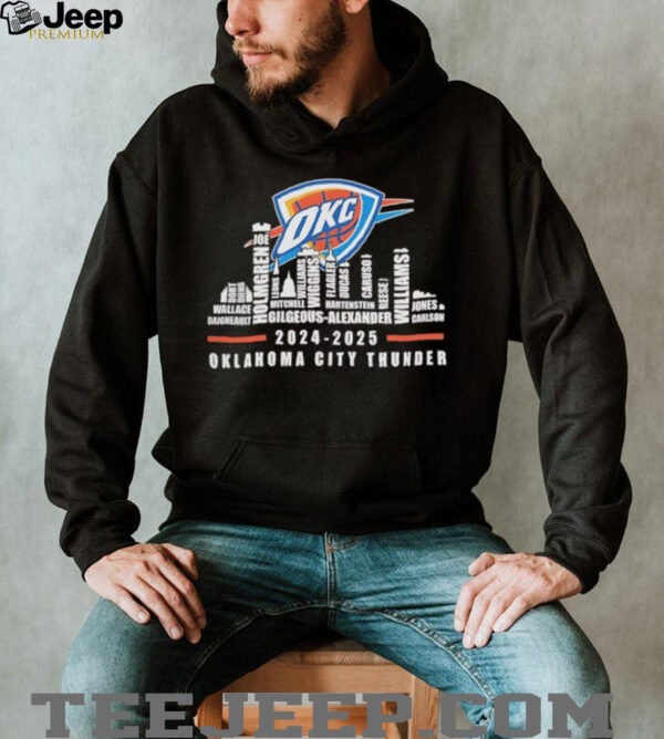 Oklahoma City Thunder 2024 2025 team roster city skyline shirt
