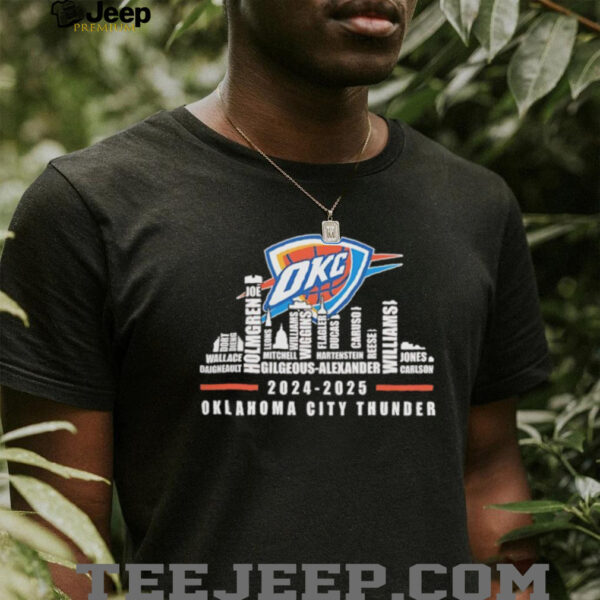 Oklahoma City Thunder 2024 2025 team roster city skyline shirt