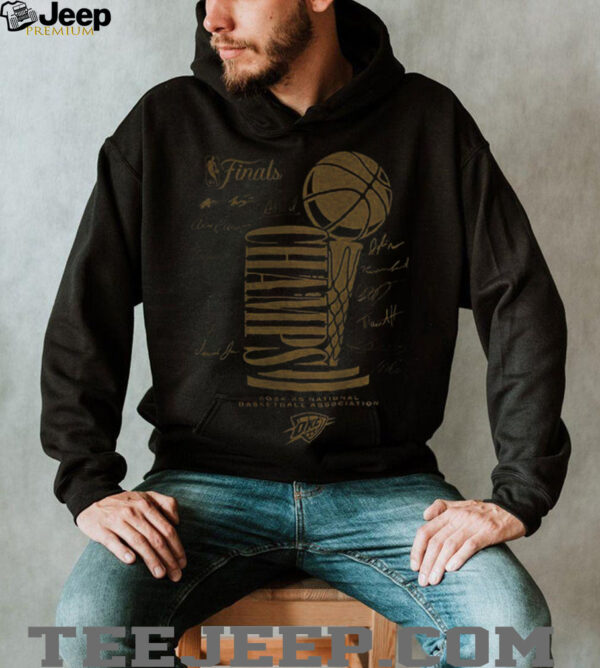 Oklahoma City Thunder 2025 NBA Finals Champions Double Dribble Roster Trophy signatures shirt