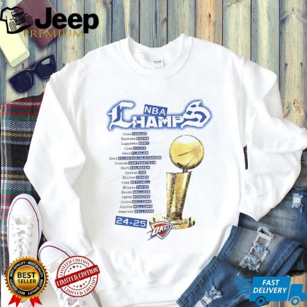 Oklahoma City Thunder Basketball Winner Trophy 2025 NBA Finals Champions shirt