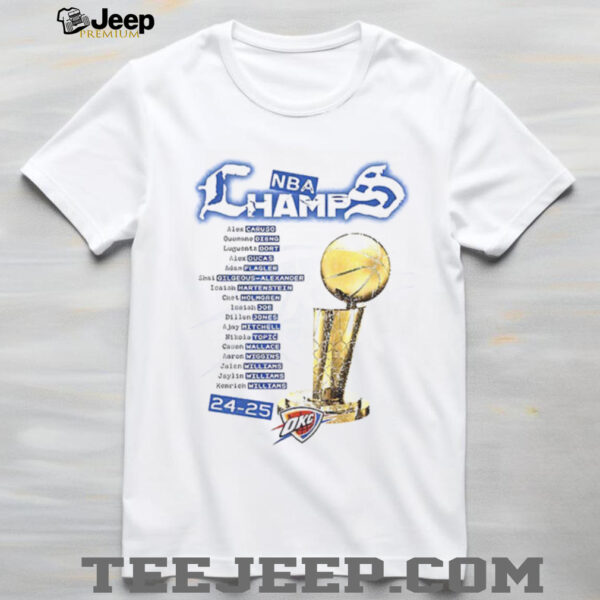 Oklahoma City Thunder Basketball Winner Trophy 2025 NBA Finals Champions shirt